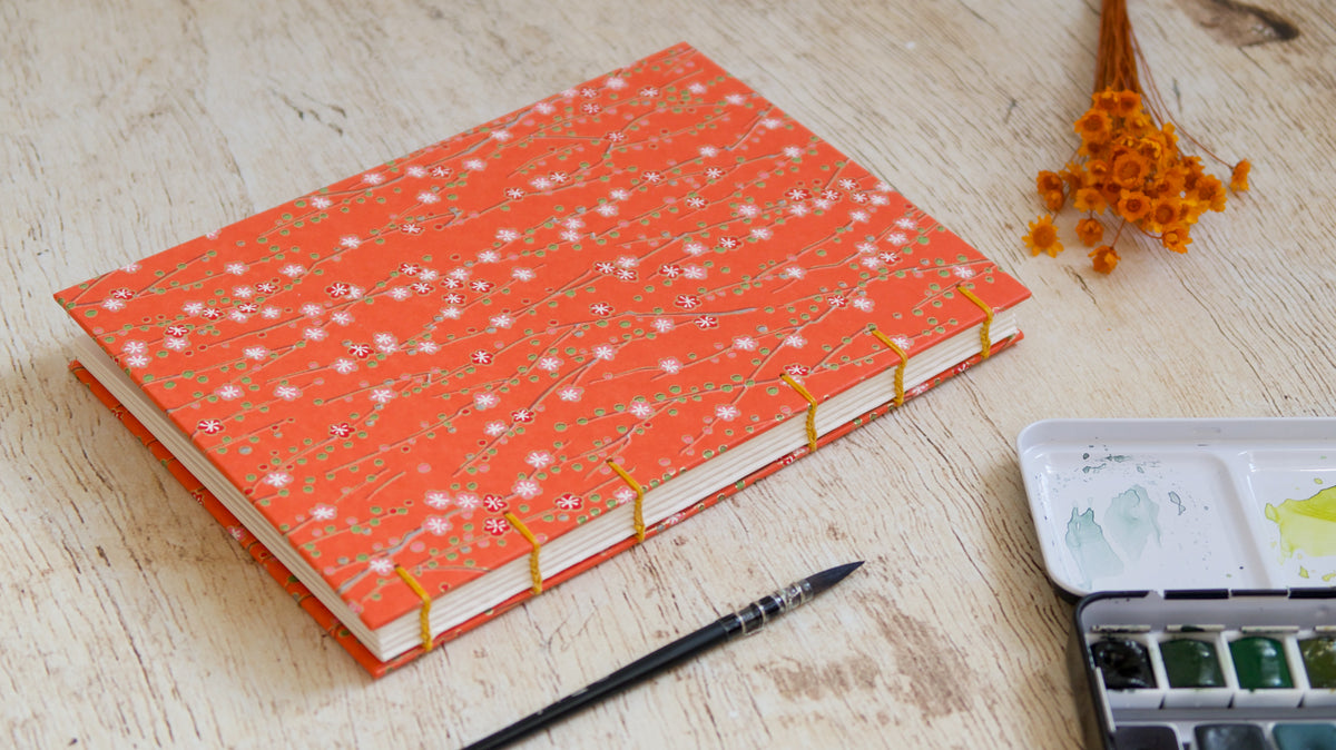Carnet d'aquarelle A5 personnalisable, papier 100% coton 300 g au choix, reliure copte, fait main