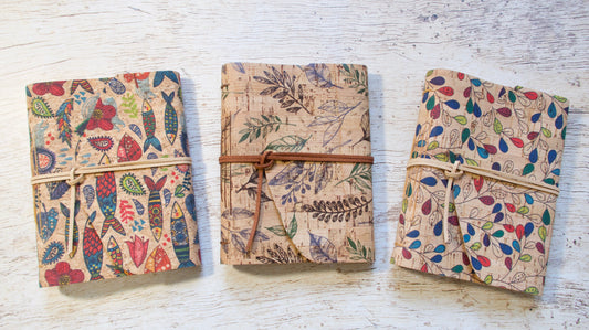 Carnet d'écriture format B6 personnalisable fait main Bretagne, couverture liège naturel motifs au choix