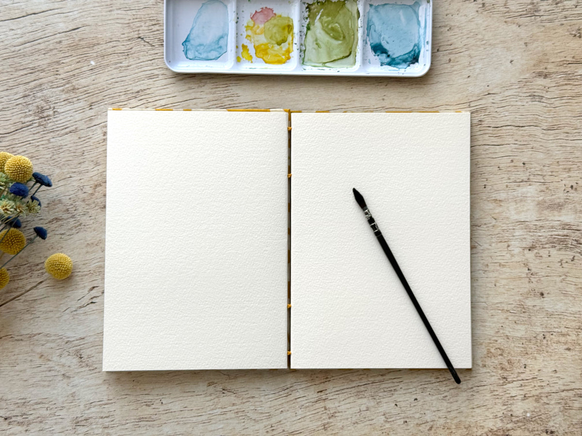 Carnet d'aquarelle A5 personnalisable, papier 100% coton 300 g au choix, reliure copte, fait main