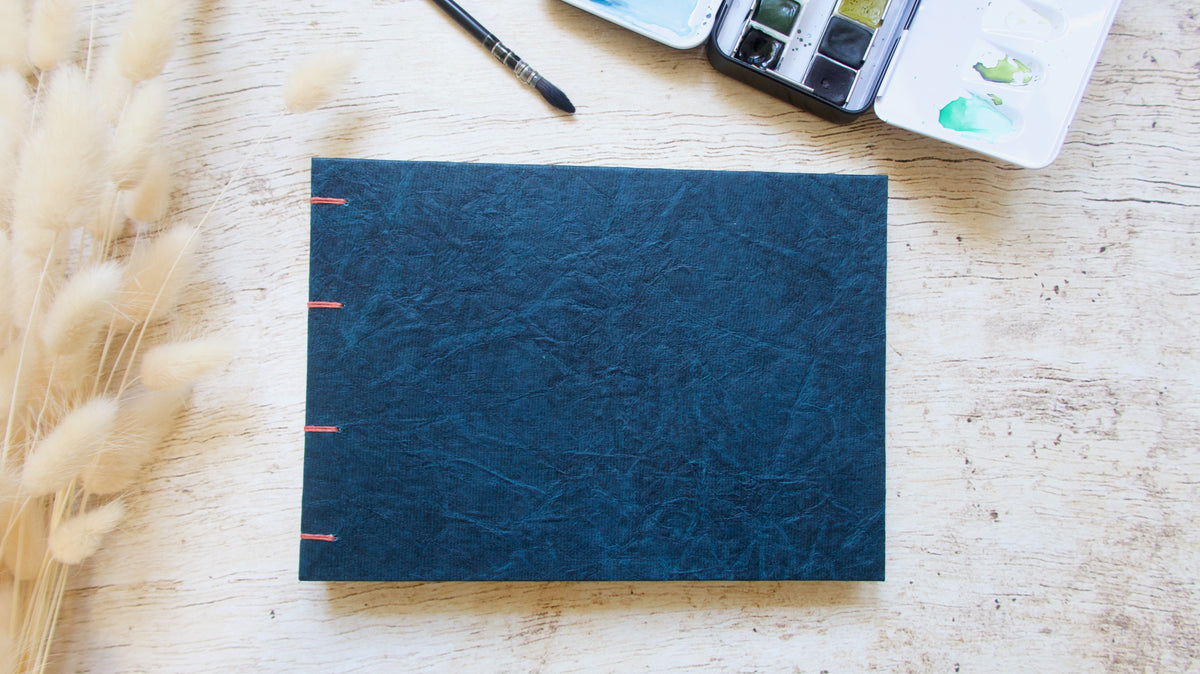 Carnet d'aquarelle A5 personnalisable, papier 100% coton 300 g au choix, reliure copte, fait main