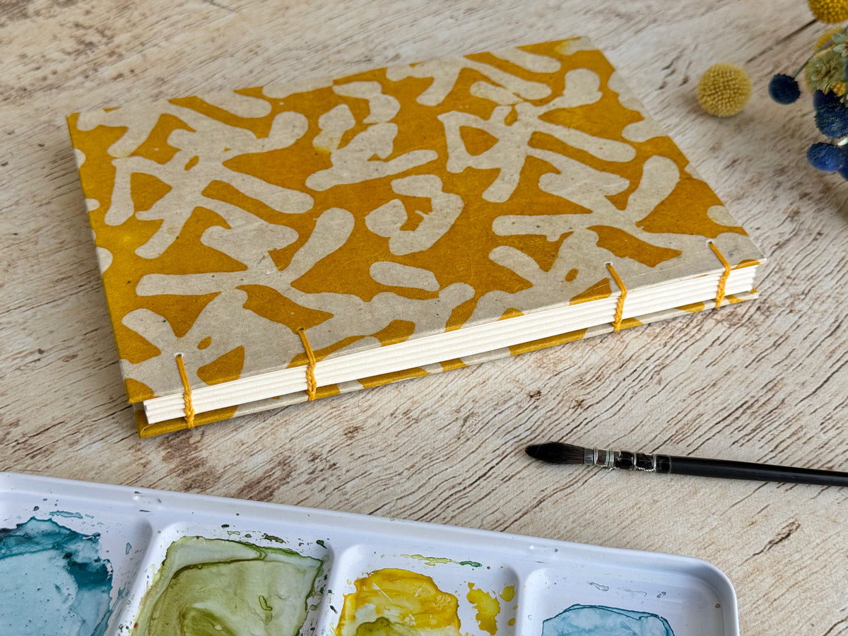 Carnet reliure copte avec papier aquarelle 100% coton